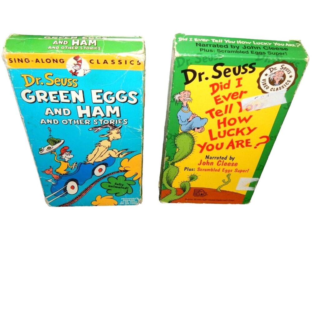 Dr. Seuss Green Eggs & Ham Did I Ever Tell You How Lucky You Are 2pc VHS bundle